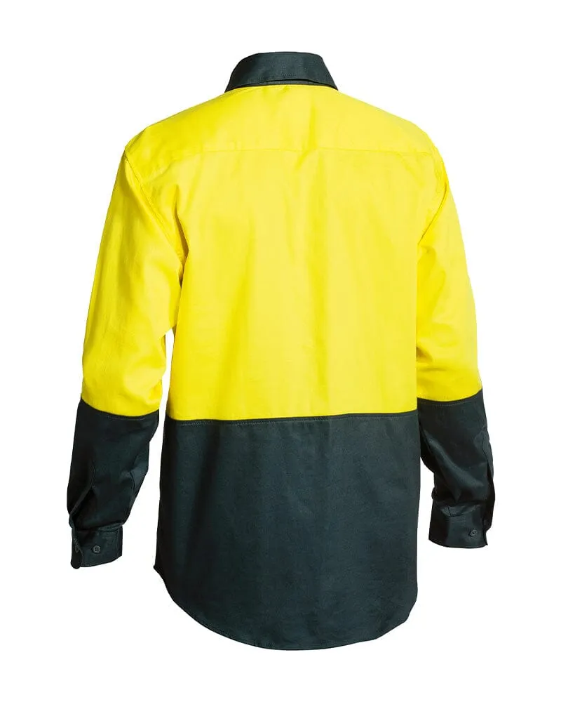 Hi Vis Drill Shirt LS - Yellow/Bottle