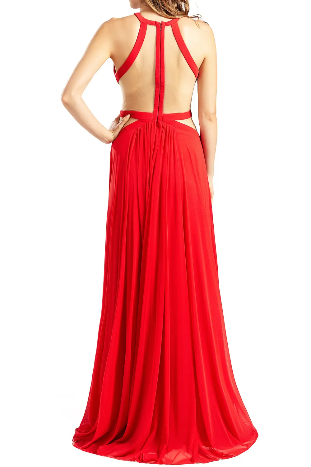 MACloth Women Halter Prom Dresses Cutout Formal Wedding Party Evening Ball Gown