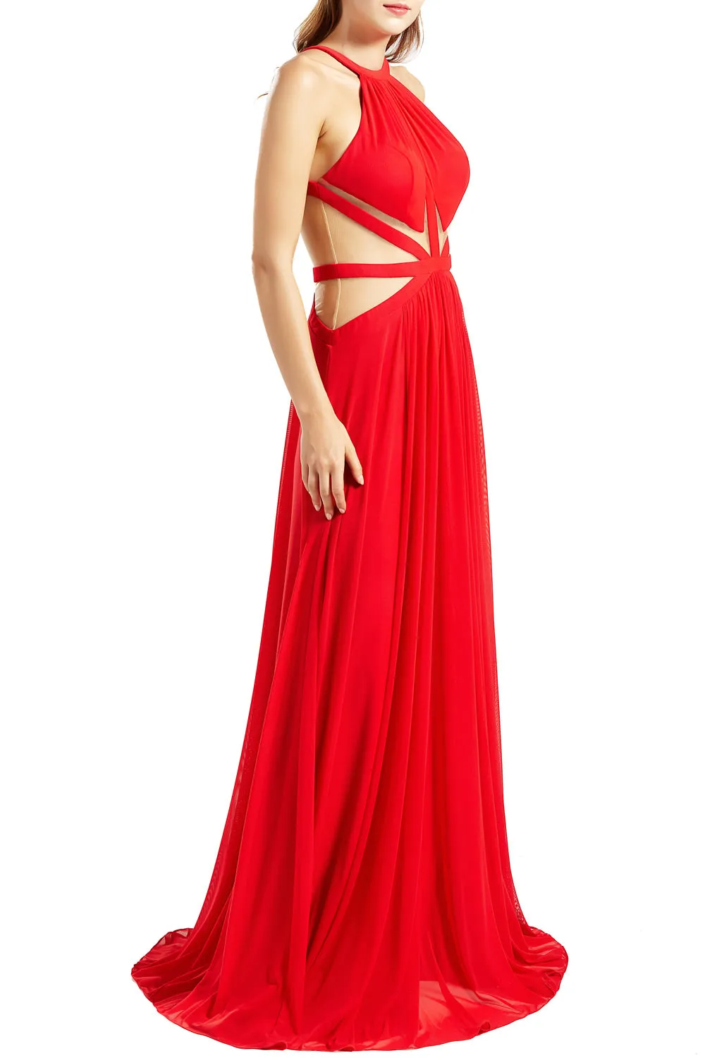 MACloth Women Halter Prom Dresses Cutout Formal Wedding Party Evening Ball Gown
