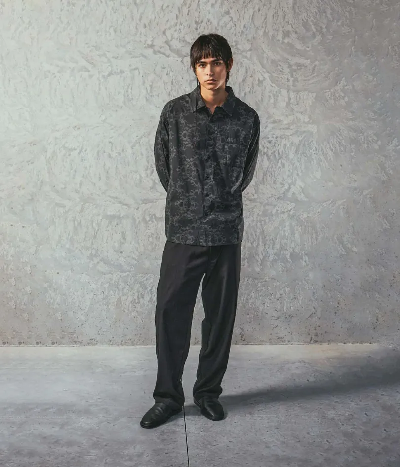 VIVIAN ORNATE LS SHIRT - BLACK/GREY